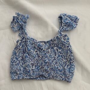 Blue ruffle top